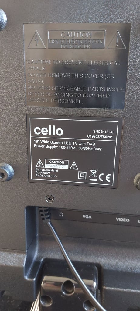 19 inch Cello Freeview Tv