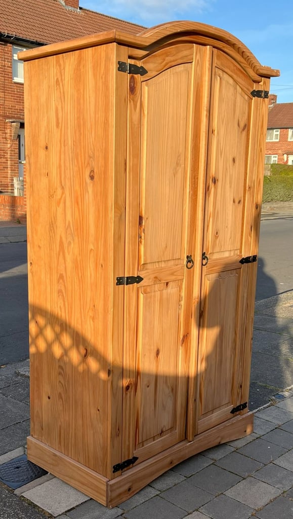A CORONA  SOLID PINE DOUBLE WARDROBE