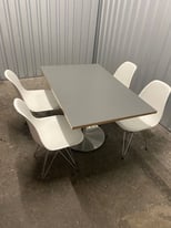 £170 Grey Dining Table & 4 White Chairs 