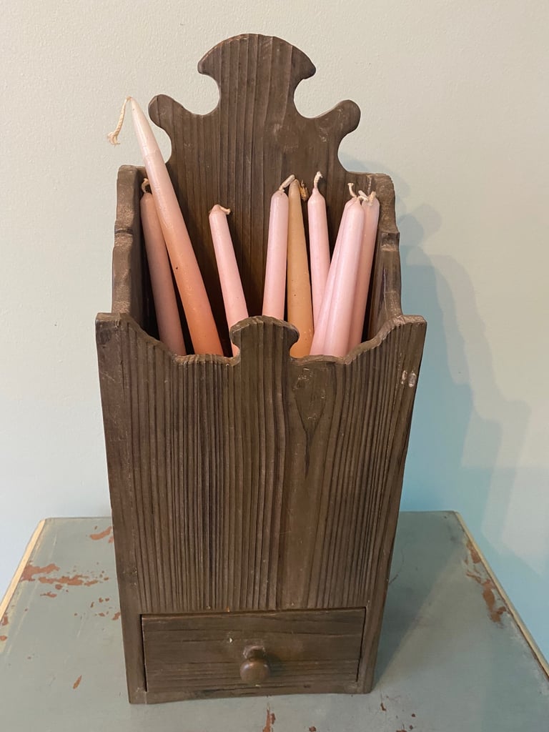 image for CANDLE BOX WOODEN WITH DRAWER, CANDLES AND MATCHES