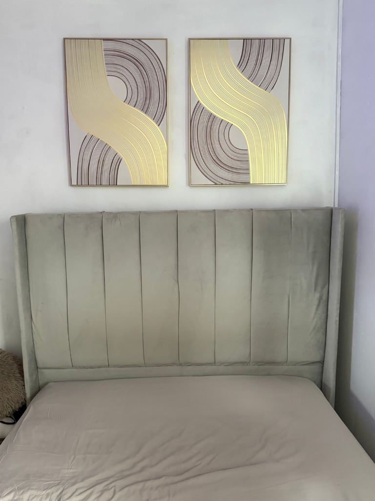 Grey double bed frame 