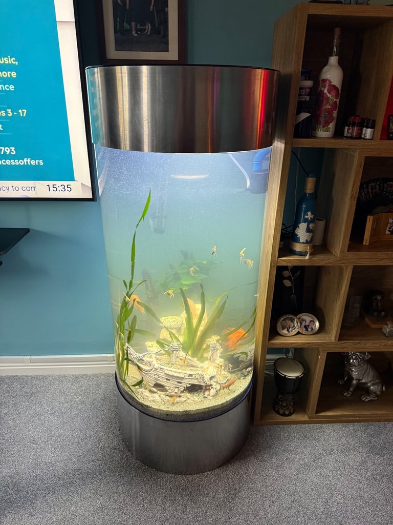image for Stainless Steel Column Aquarium Fish Tank 268L