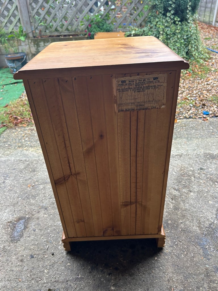 Solid chunky pine bedside table. Dovetail joints. Possible delivery 