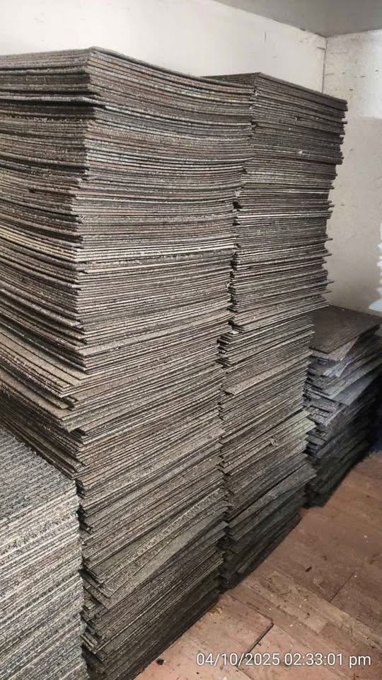 carpet tiles damaged, underlage useage, £0.60p each