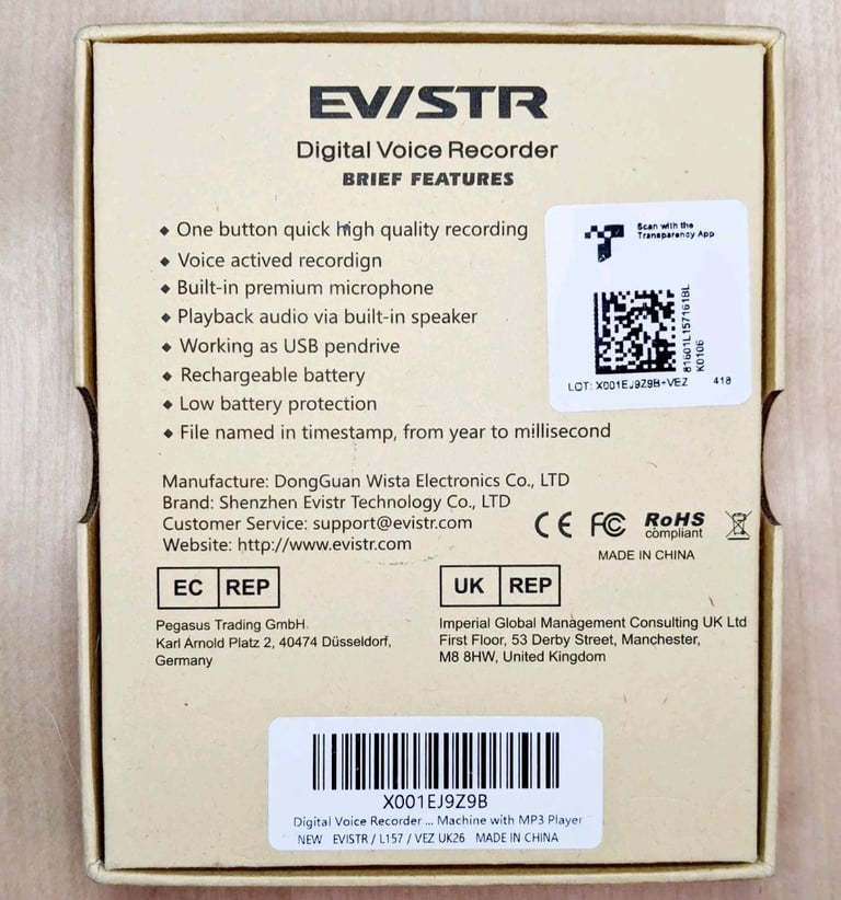 EVISTR L157 Digital Voice Recorder & Voice Activated Recording  & Playback 16GB