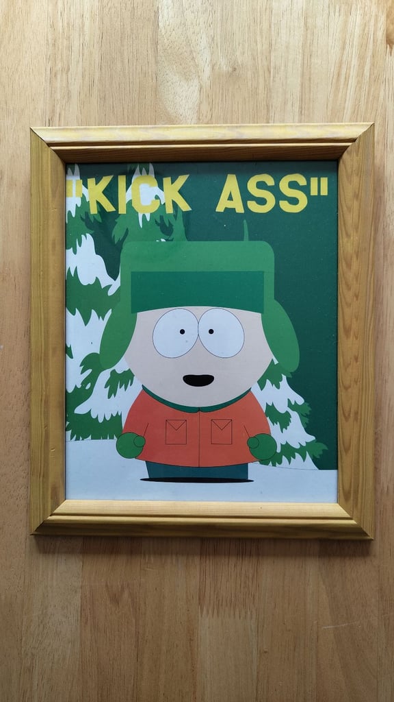 South Park Stan "KICK ASS" Cartoon Quote Print Framed - Very Good Condition