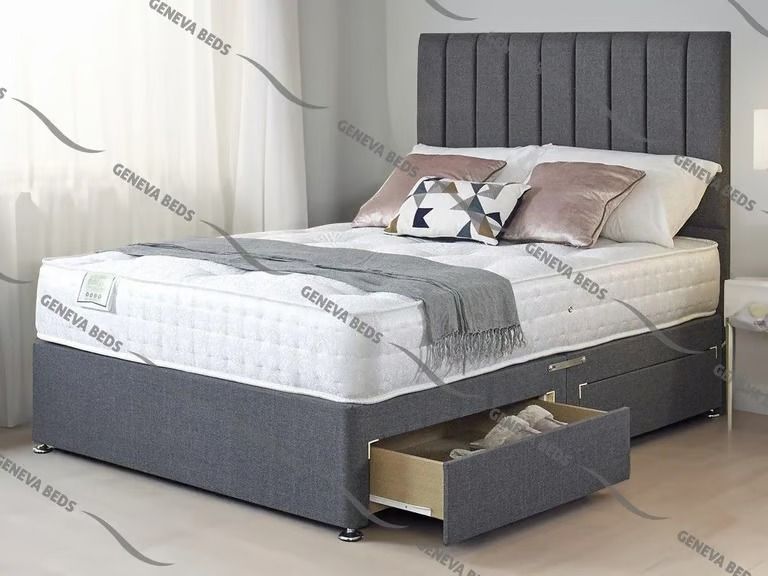 image for Stylish DIVAN 4FT6 Double Divan Bed Base With Mattress & Storage >> 20% Discount>>>> Order Now