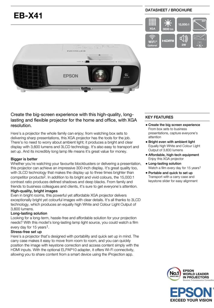 image for Epson EB-X41 projector 