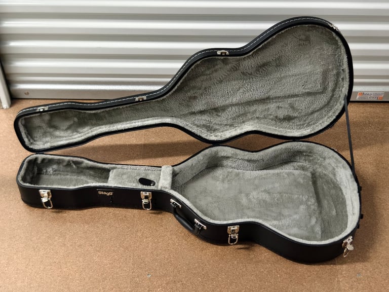 🟩 Stagg Hard Case | Acoustic / Electro-Acoustic Guitar | Black Leather Look | Compact Size