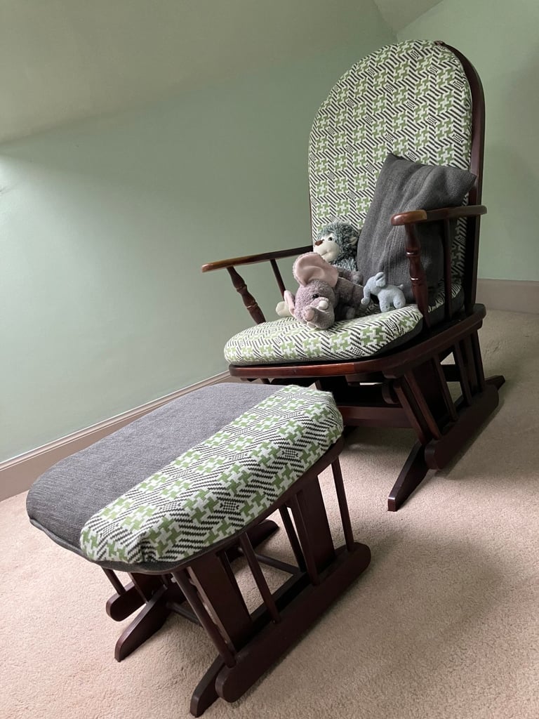 image for gliding wooden rocking chair and footstool