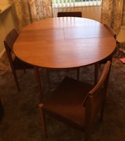Wooden Dining Table and Chairs - Mid-Century Style, Condition Good