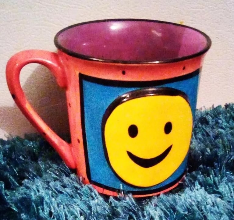 image for Orange Yellow Blue Emoji Smiley Face Mug.POST OR COLLECT!