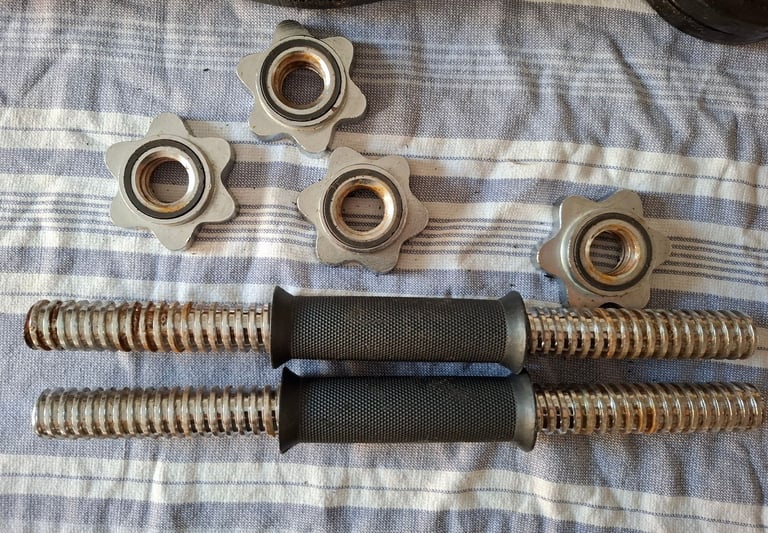 Weights, dumbells and an EZ bar 