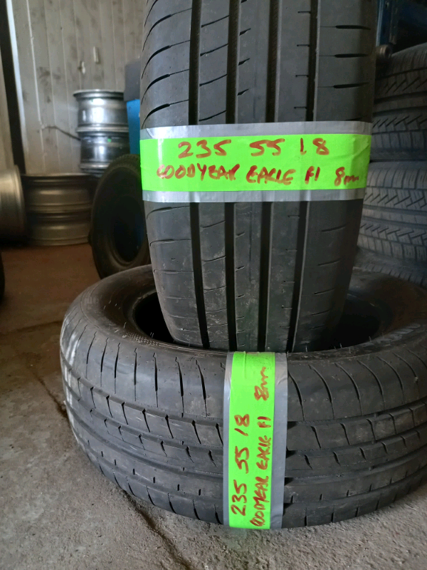 Matching pair 235 55 18 Goodyear tyres 8mm free fit & bal 7days