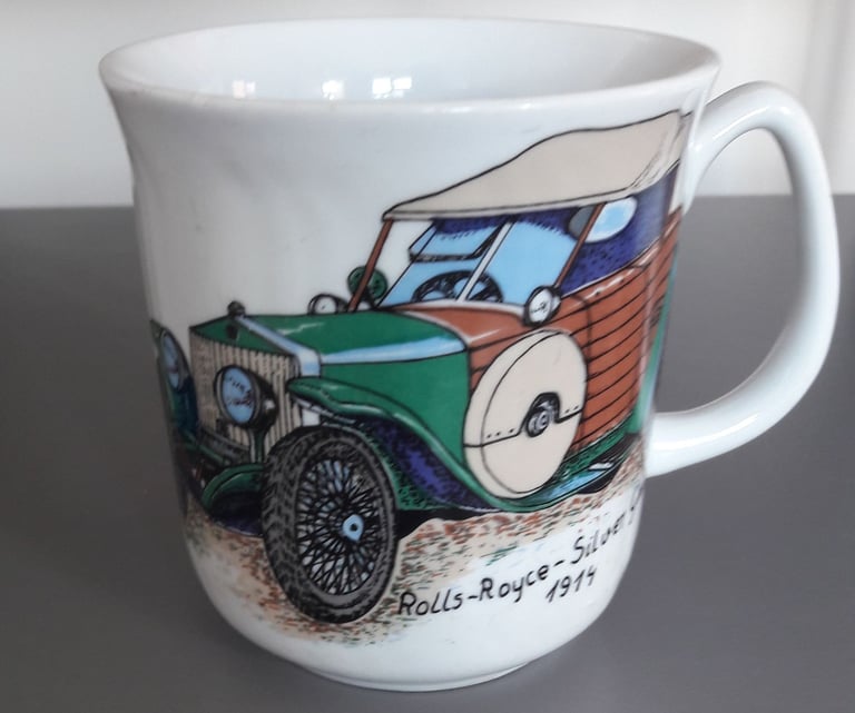 Mug Unused Rolls Royce Silver Ghost Cars, ceramic, Made in Poland, by Chodziez  – post or collect