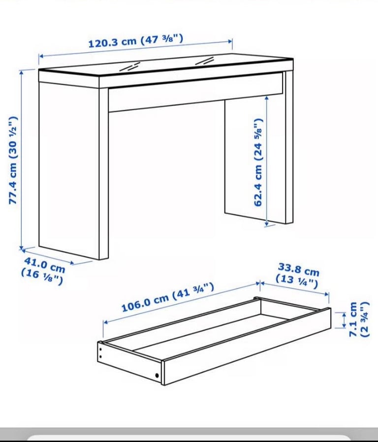 IKEA malm dressing table high gloss 