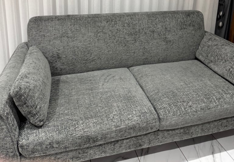 Chunky Chenille Dark Grey Mila 3 Seater Small Sofa