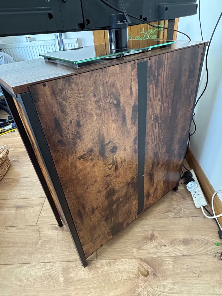 Bookcase / Tv stand with sliding barn door - excellent condition