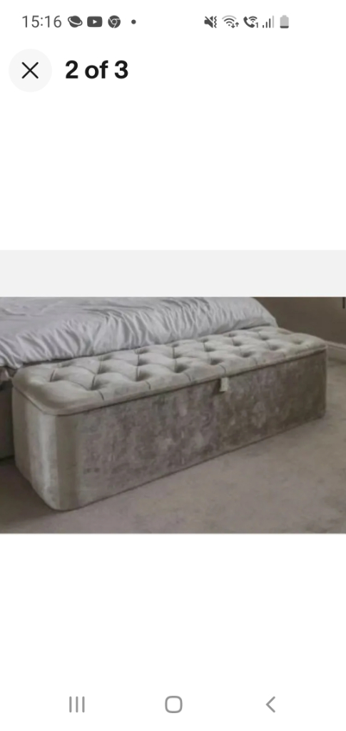 Large Silver Ottoman Storage Box Seat