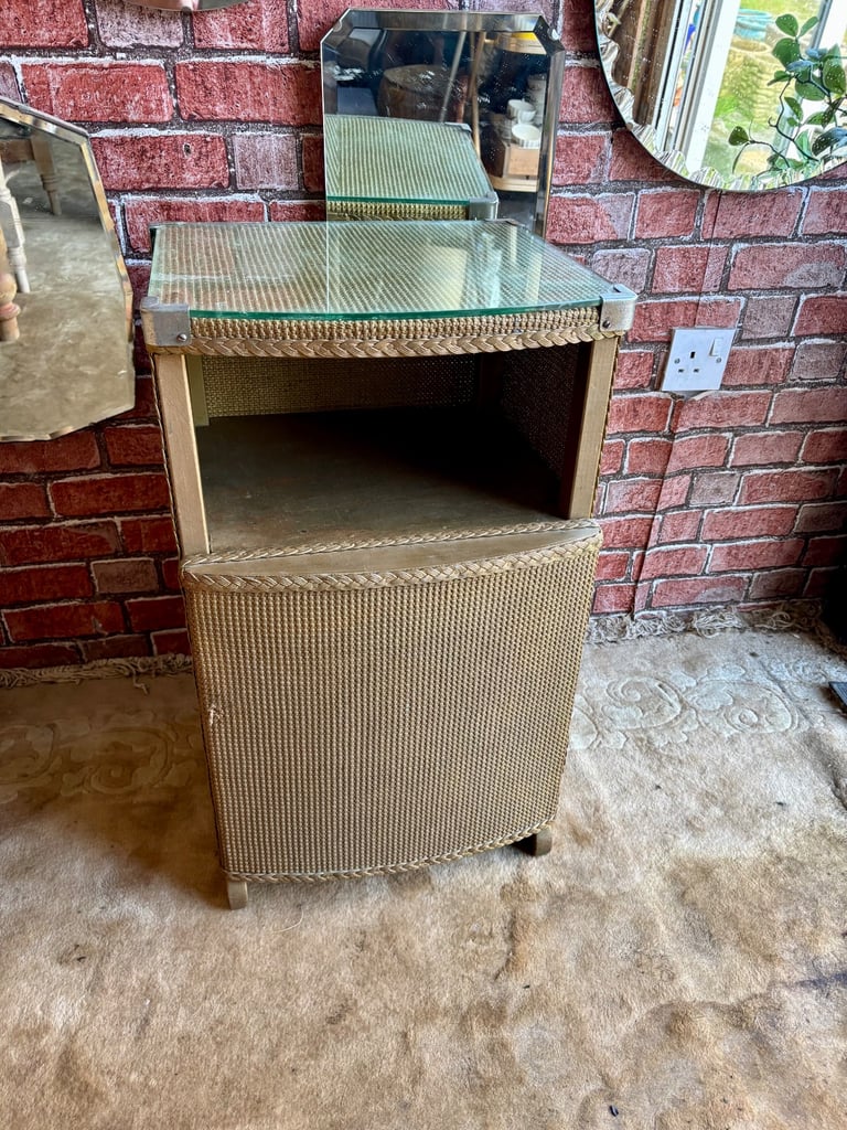 Original Vintage Gold Lloyd Loom bedside table/side table,