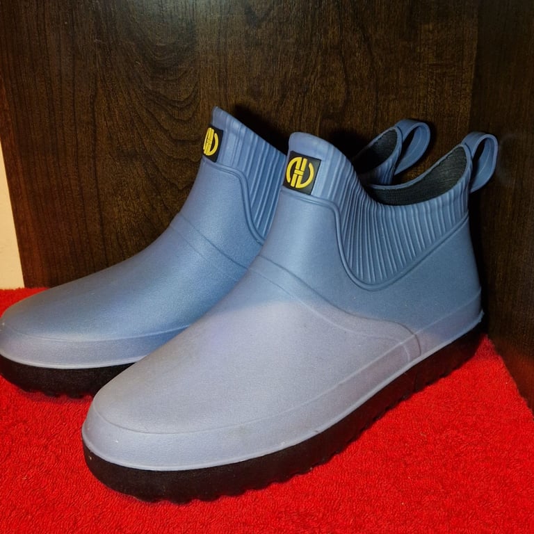 Unisex Ankle Wellington Boots – Grey Blue Waterproof Short Wellies – Size EU 41 / UK 7