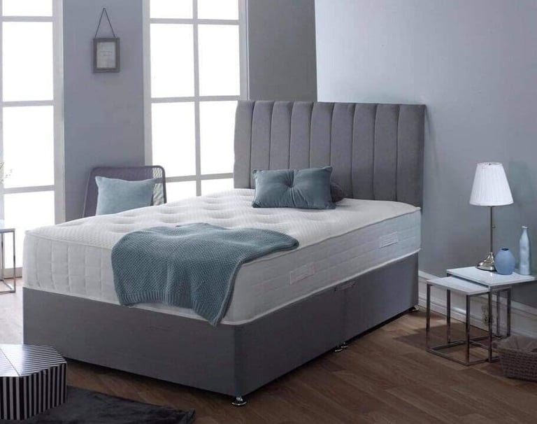 image for * ✨ Modern Double Divan Bed Plush Velvet – With Storage Options ---Cash On Delivery **