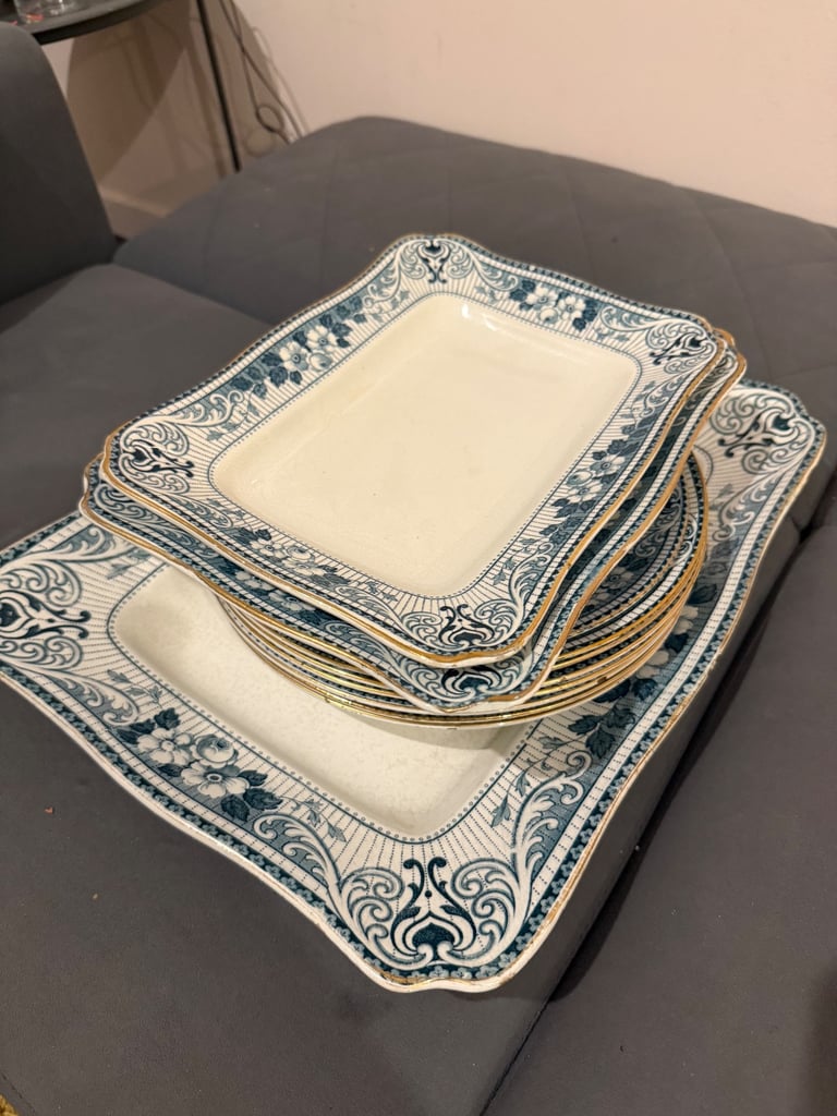 image for 11 Piece Set Antique 1893 - 1908 F & Sons Burslem Brentford with Gold Edge Circa