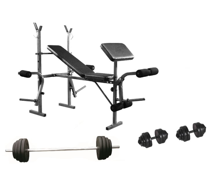 Gym weight training complete set Bench Barbell Dumbbells weights. 40kg | in  Appleton, Cheshire | Gumtree