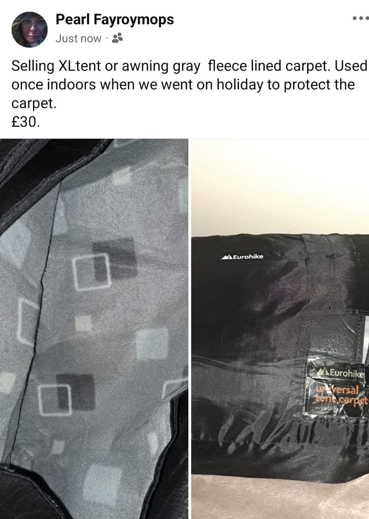 Carpet for large tent or caravan awning 