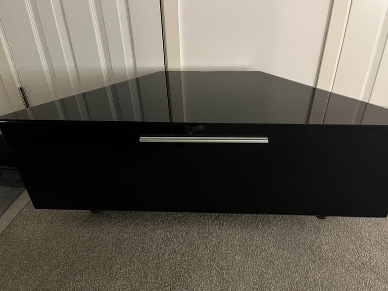High gloss corner tv unit black