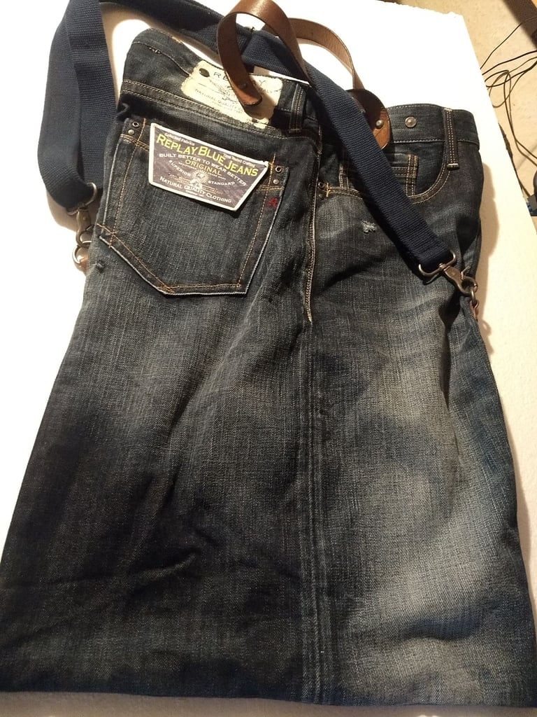 Vintage Replay denim Tote or shoulder bag. One off Unique jeans bag. Recycled denim 