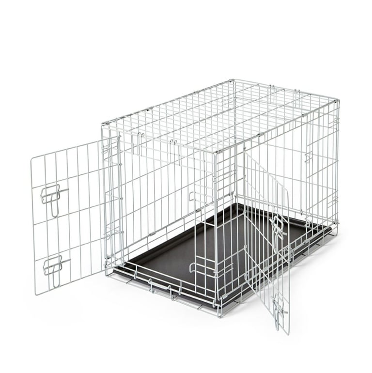 Pets at Home Double Door Folding Dog Crate Grey Small 30"