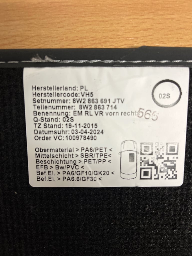 Genuine Audi A4 mats 2023