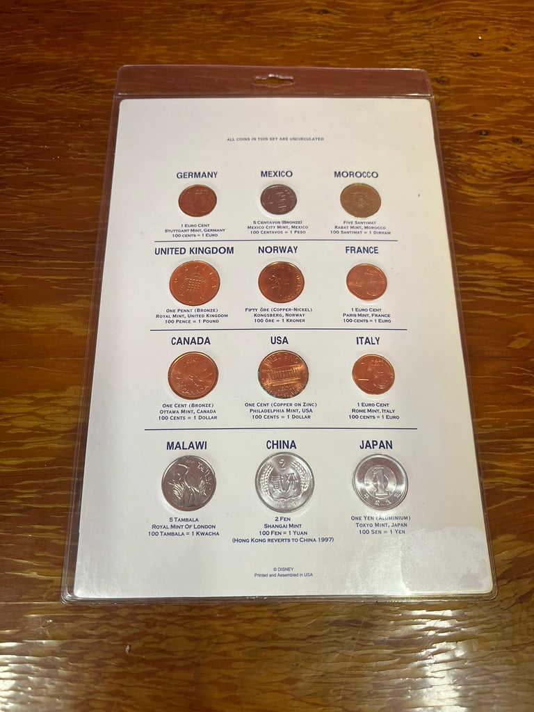 12 International Coins from Epcot Disney