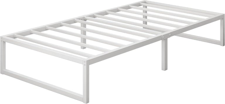 White Metal Single Bed Frame 