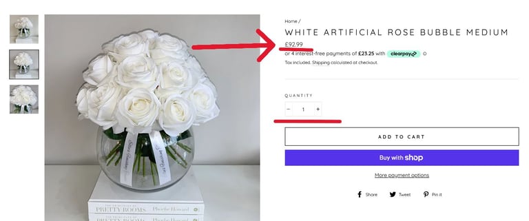 image for 2XGlass Bowls With a Dome of Beautiful Artificial White Roses