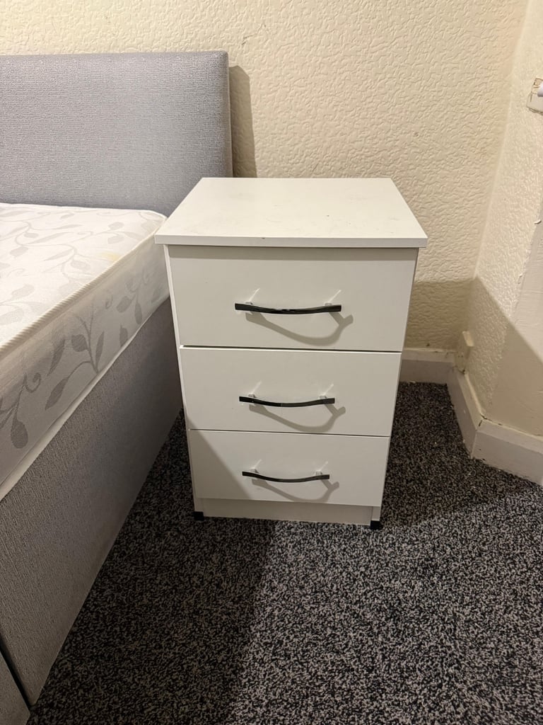 image for White bed side cabinet 