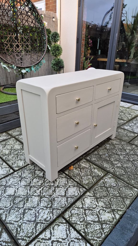 image for Stunning greige solid oak modern sideboard 