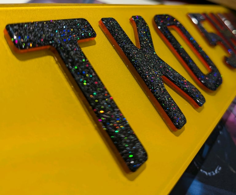 3mm Neon Red 4D Glitter Gel Car Number Plates