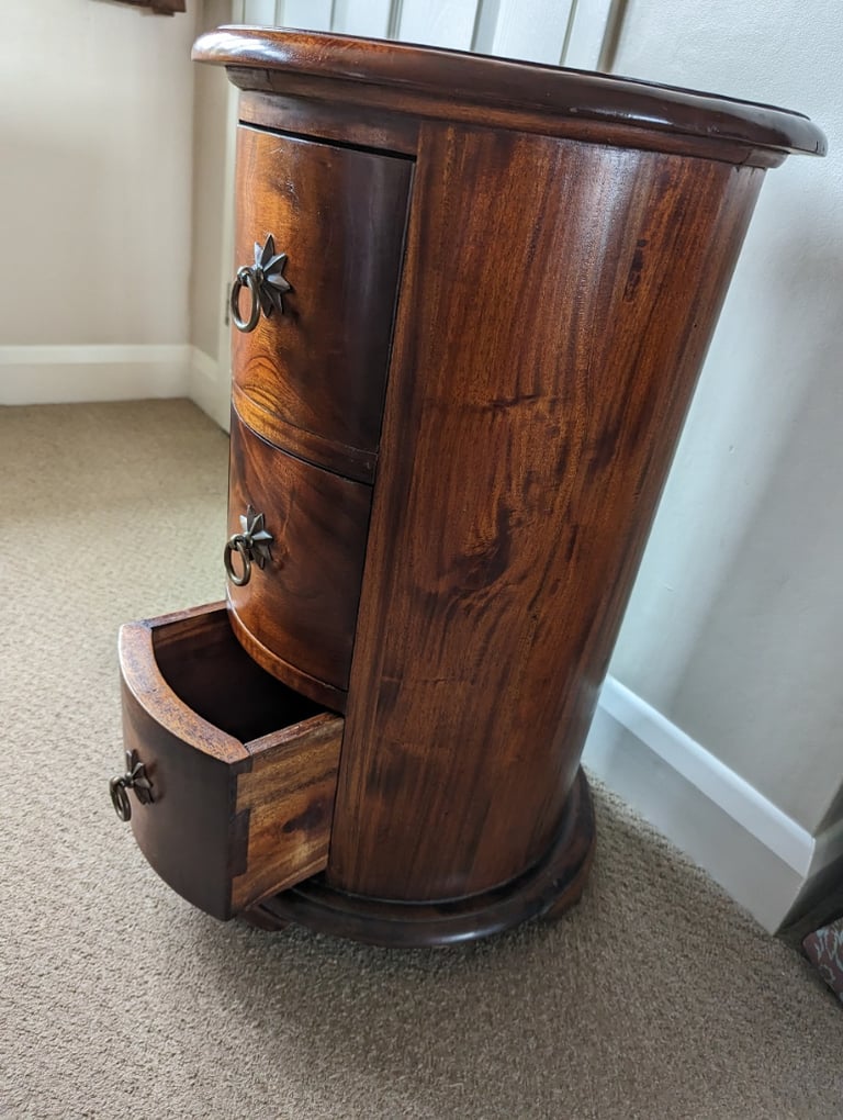 Round Thakat 3 Drawer Cabinet in lovely condition - 64cm tall x max width of 40cm