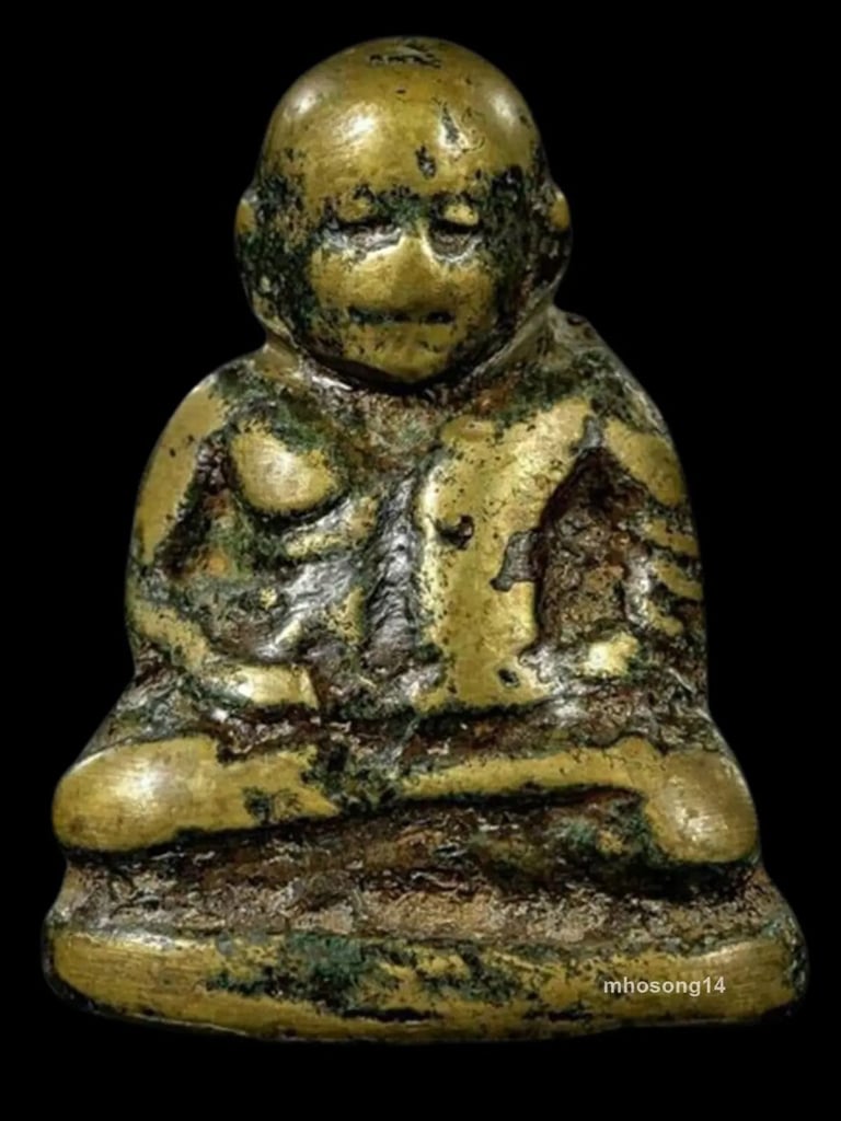 Real Lp Ngern Thai Amulet Wat Bangklan 2460BE Old Buddha Statue Talisman Luck