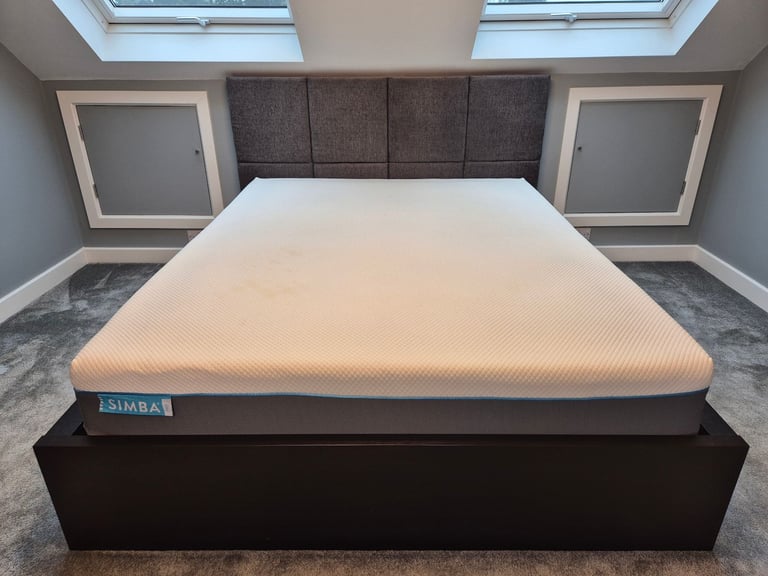 image for Ikea bed frame, Simba mattress and separate headboard 