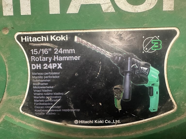 HITACHI DH 24PX 15/16 24mm koki Rotary Hammer drill 110v diy tools with carry case