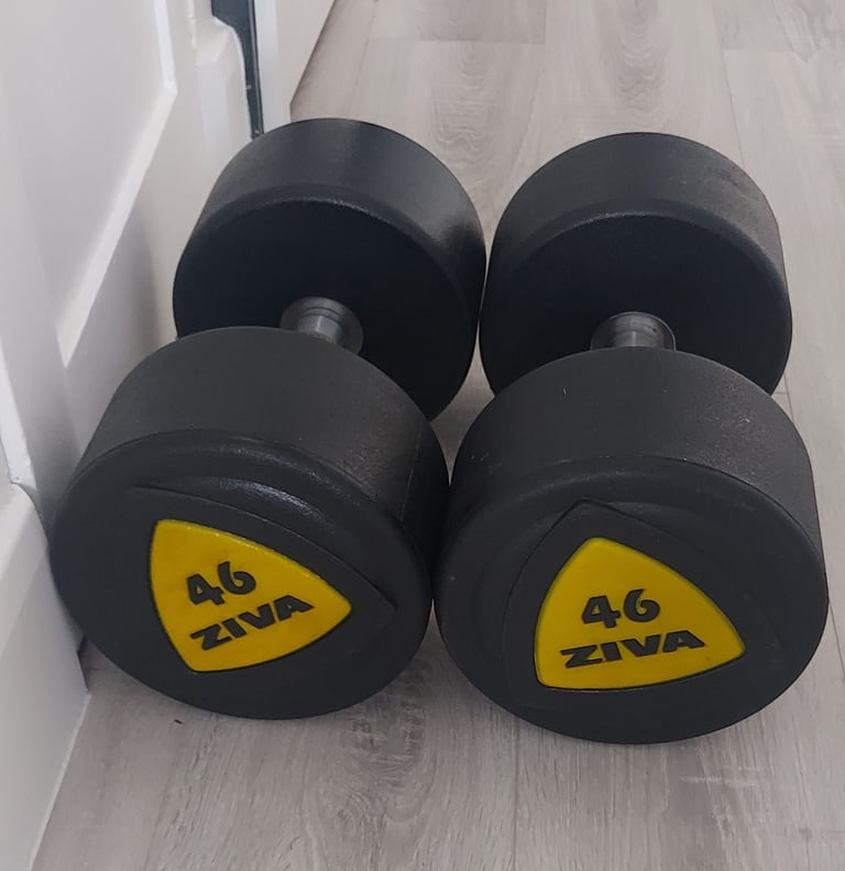 image for 2x 46kg New unused ziva commercial urethane heavy dumbbells
