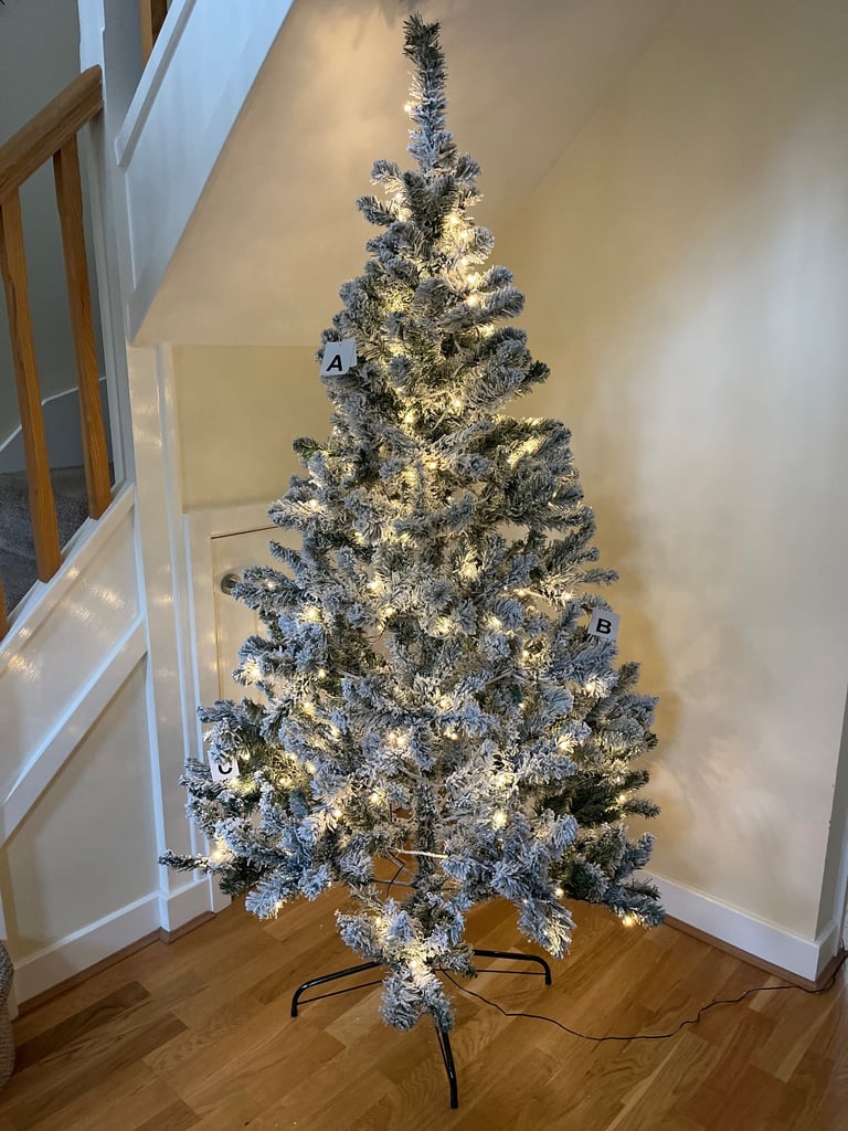 M & S 6ft Pre Lit Snowy Xmas Tree - Brand New