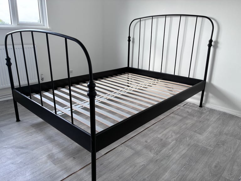 IKEA European Double Bed Frame – Black Metal