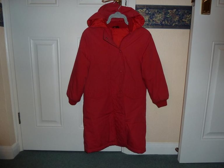 image for Girl's full length coat, washable with hood, 6-7 yrs approx.