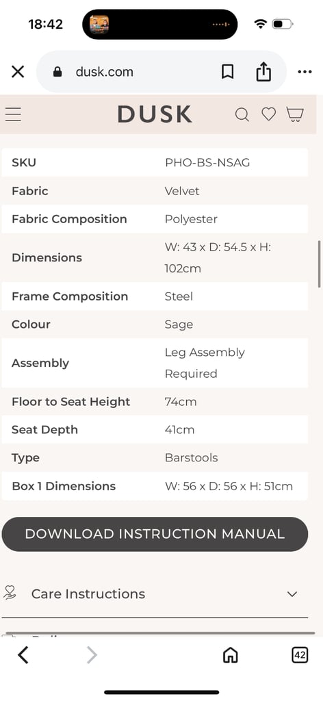 BRAND NEW BAR STOOL X2 from dusk 