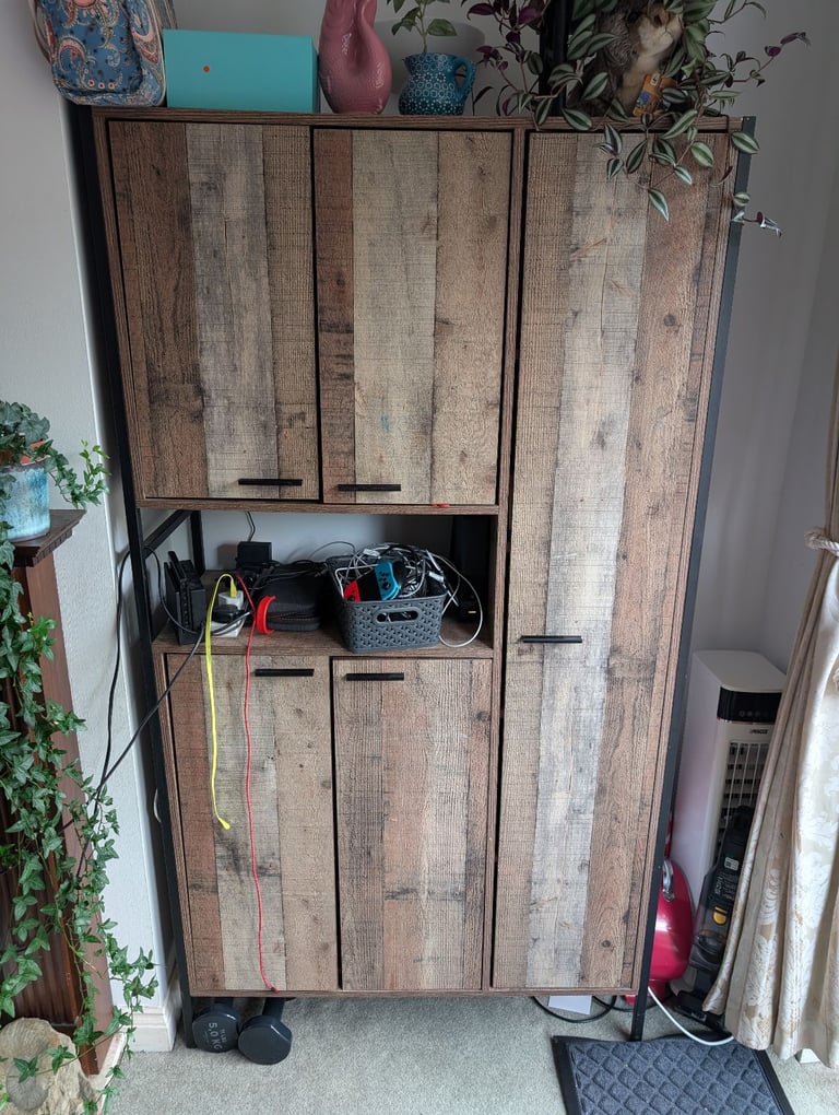 image for Industrial-style cabinet with internal shelves