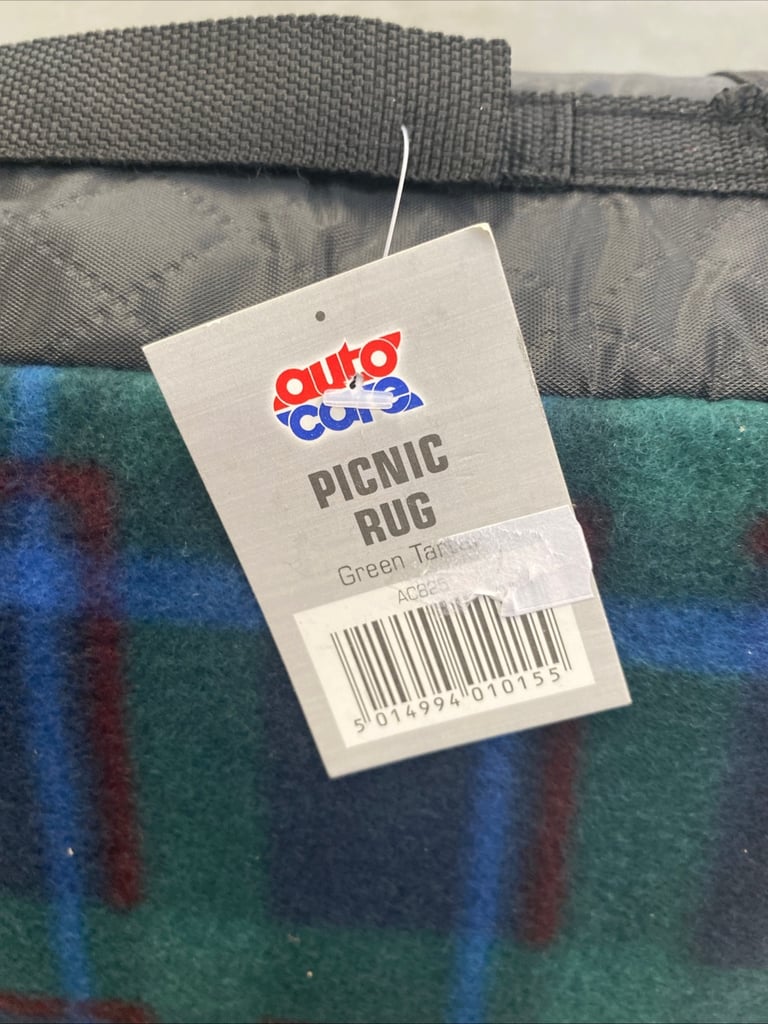 Green checked, fold away picnic blanket water proof brand new 